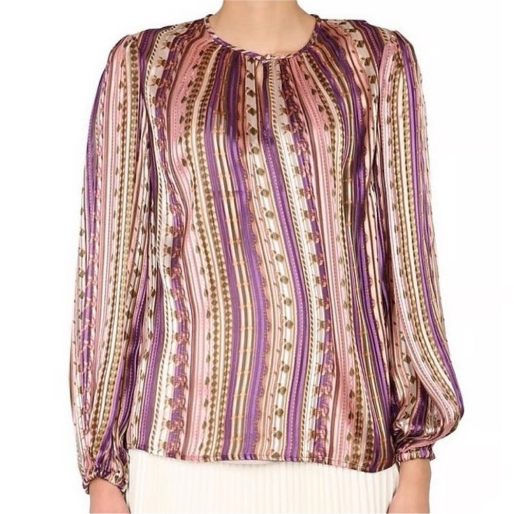 New! Tory Burch Multicolor Striped Blouse